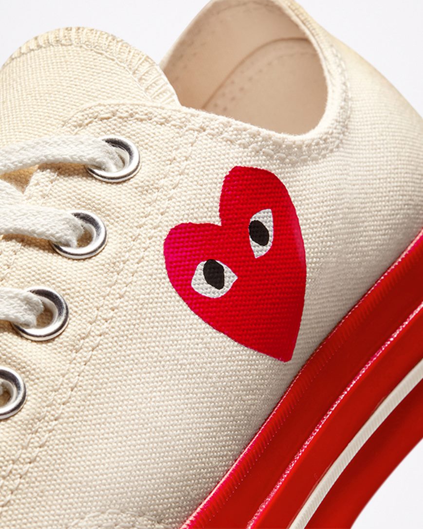 Women's Converse x Comme des Garçons PLAY Chuck 70 Low Top Shoes Red | AU 91C05D